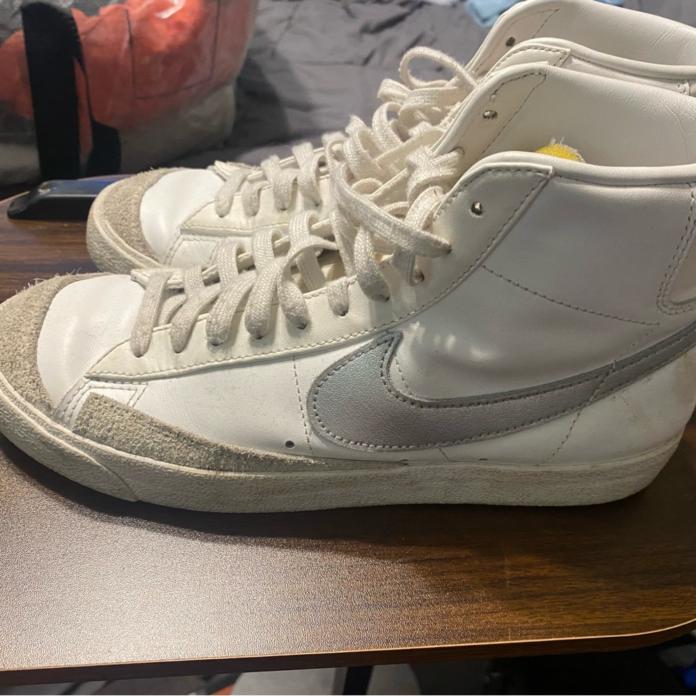 Nike White and Gray High-Top Sneakers